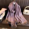 Silk Wool Scarf Shawls and Wraps for Women Stripe Bufandas Foulard Headkerchief Pashmina Poncho Scarves Headband Hijab Bandana