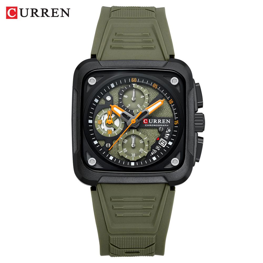 CURREN Business Quartz Watch For Men Original Chronograph Silica Gel Wristwatch Waterproof Luminous Calendar Luxury Man Watches