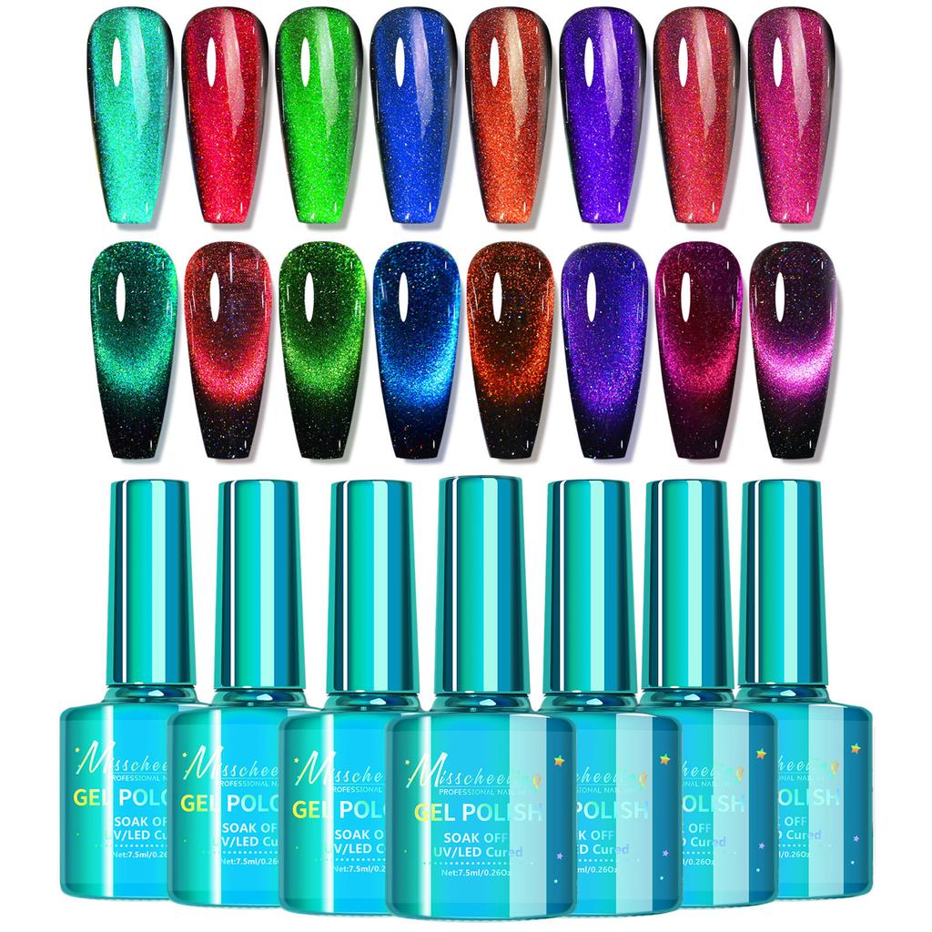 12D Gemstone Cat Eye Glue Bright Meteor Cat Eye Glue Laser Nail Polish Glue Light Therapy Nail Polish