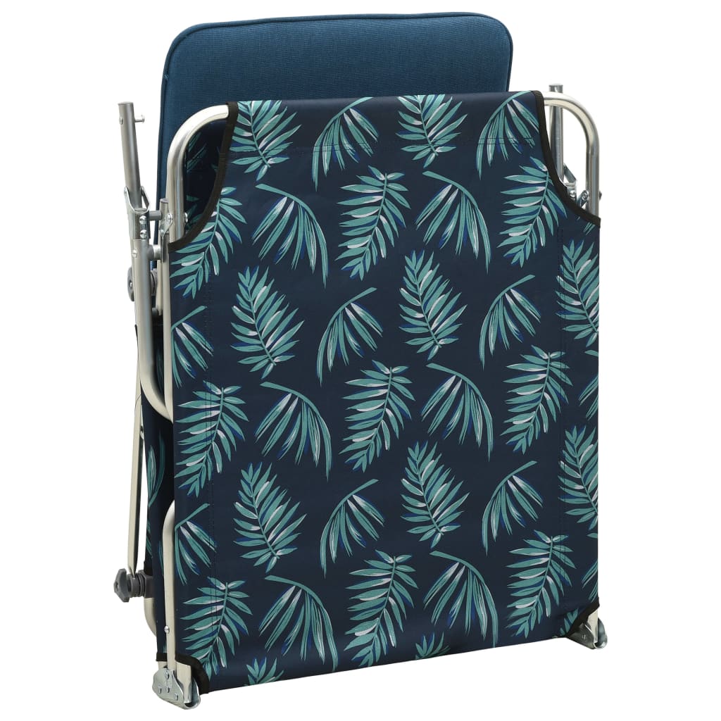 Folding Sun Lounger with Canopy Leaf Pattern Aluminum