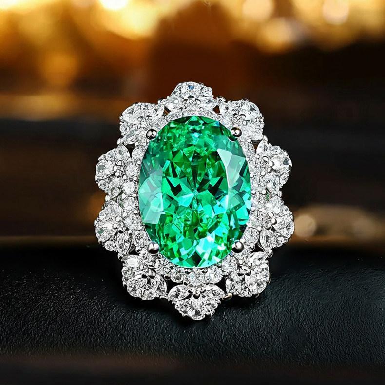 Открытое кольцо Pala Green 8 карат Haute Couture, сравнимое с огранкой Ice Flower, женское, кольцо высокого стиля для ужина 2026