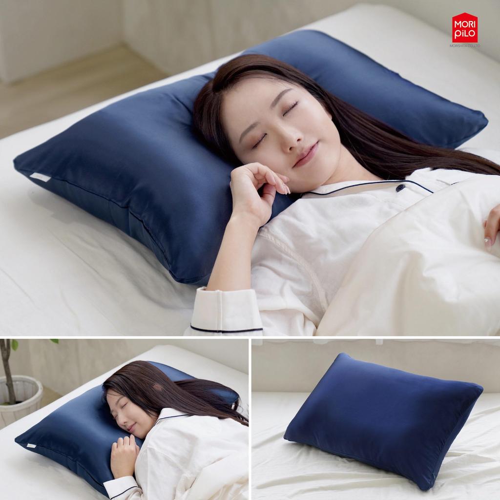 MORIPiLO Silk Size 43 x 63 6A Silk with Tencel and Hyaluronic Moisturizing for Shiny Hair and Skin 43x63 cm 431203 Pillowcase, cm, Low-Friction Acid,