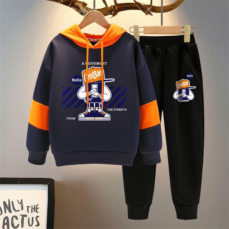 Костюм из двух частей для мальчиков, весенне-осенний детский спортивный модный свитер с длинными рукавами + леггинсы, костюм из двух частей для мальчиков