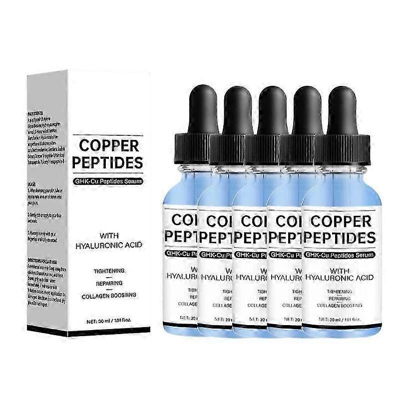 1-5x Copper Peptides Serum for Face - with GHK-Cu and Hyaluronic Acid - Anti-Aging Facial Serum