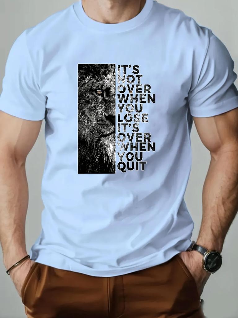 Unisexs Lion Face Its Not Over When You Lose Motivational Graphic Tee Casual Cotton Tops