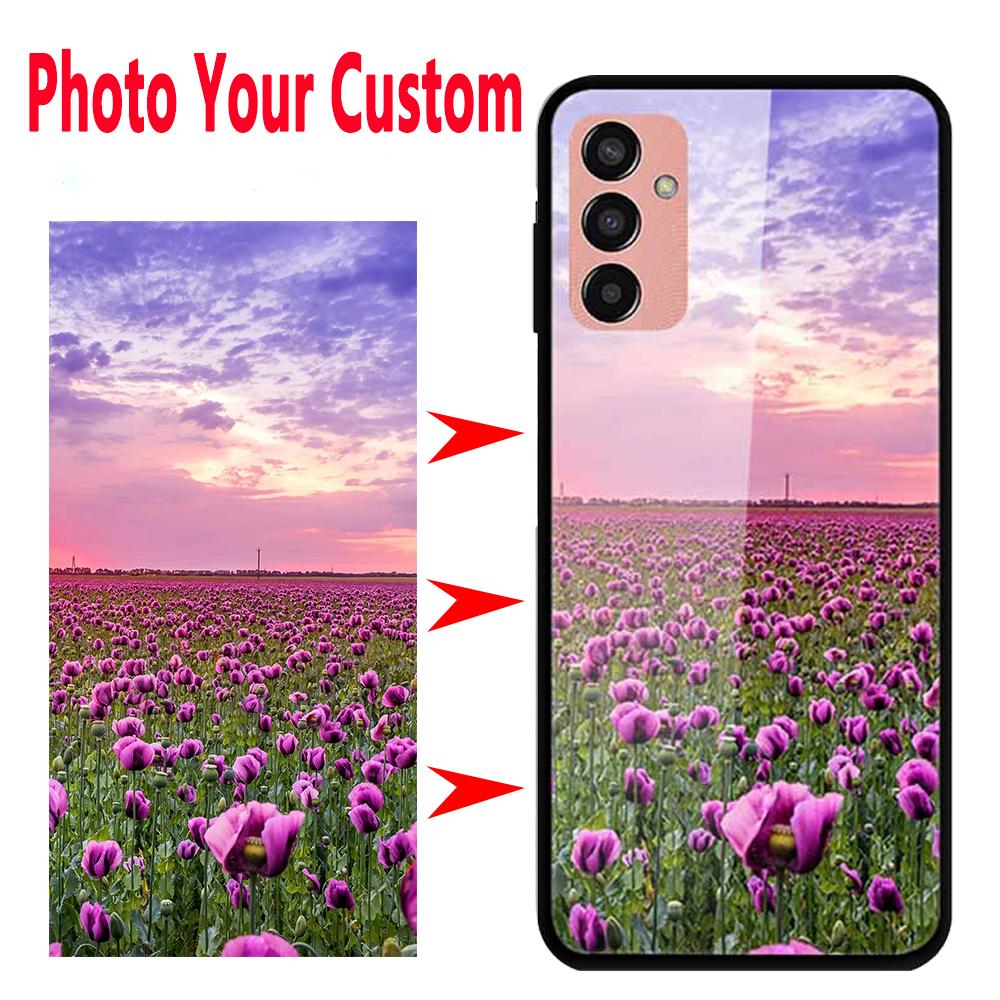 Индивидуальные чехлы из закаленного стекла DIY для Samsung A34 A54 5G A14 A24 4G A04 A04e S23 Ultra Plus S10 S10E Note 10 Lite A70 A50 A30S
