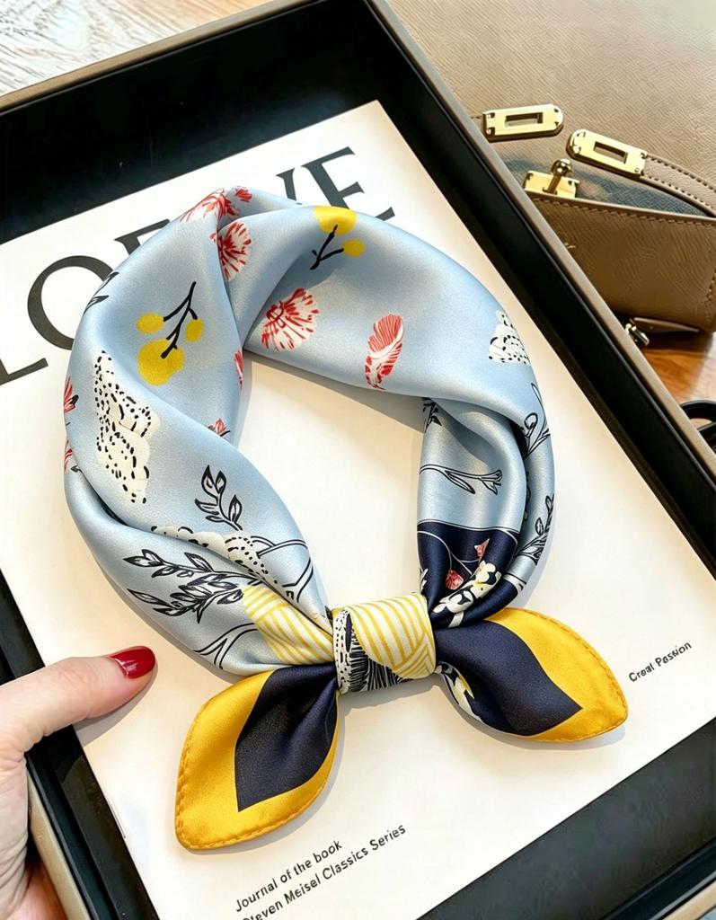[111 mulberry silk] Small square scarf silk scarf spring and autumn summer with shirt neck protection decoration scarf yarn thin