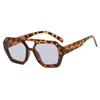 Luxurious Design Retro Double-Beam Women'S Sunglasses Large-Frame Leopard Print Brown Gradient Fashionable Sunglasses