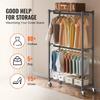 Heavy Duty Clothes Rack, Double Hanging Rods Clothing Garment Rack with Bottom and Top Storage Tier, Rolling Clothing Rack for Hanging Clothes, 1''