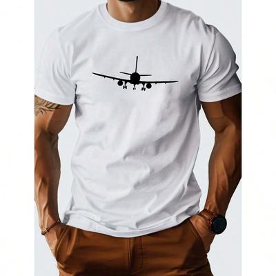 Мужская футболка Flight из чистого хлопка, удобный крой 00, хлопковая футболка с круглым вырезом, с геометрическим узором, короткие рукава