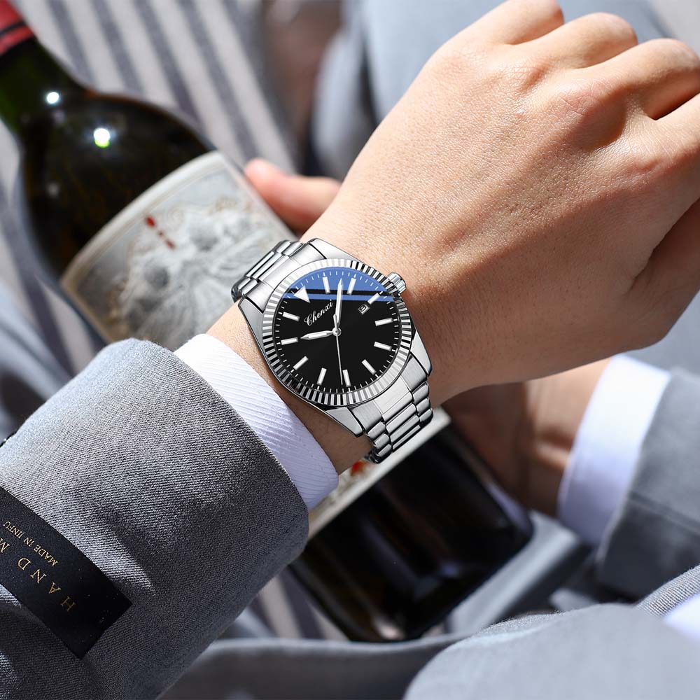 CHENXI Men's Quartz Watch Date Stainless Steel Strap Waterproof Business Casual watches Man Clock Male Gifts