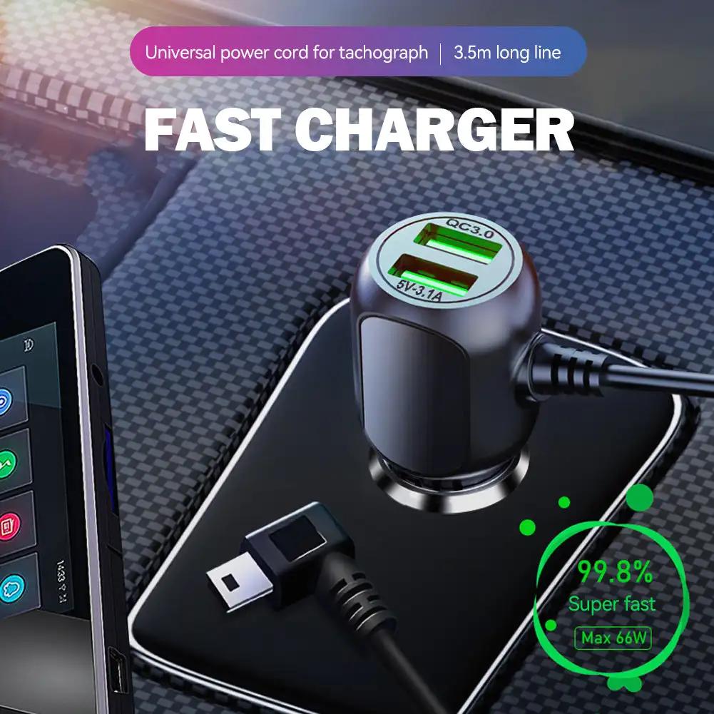 Двойное мини-USB автомобильное зарядное устройство Micro USB кабель прикуривателя 11,5 футов шнур питания розетка зарядное устройство для видеорегистратора видеорегистратор GPS видеорегистратор
