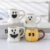 Керамическая кружка на Хэллоуин, милая чашка с привидением и тыквой, многоразовая жуткая кофейная чашка с крышкой, уникальные подарки для вечеринки на Хэллоуин