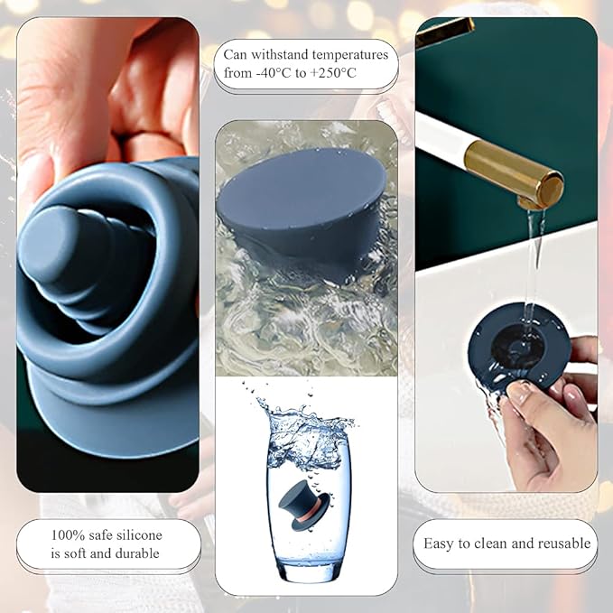 Wine Stoppers, Funny and Reusable Silicone Bottle Stopper and Caps, Decorative Wine Sealer Preserver Accessory Set for Christmas Holiday