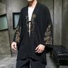 Модный костюм с вышивкой Hanfu, мужской халат в китайском стиле, куртка-кардиган, кимоно большого размера, древнее пальто, мужское