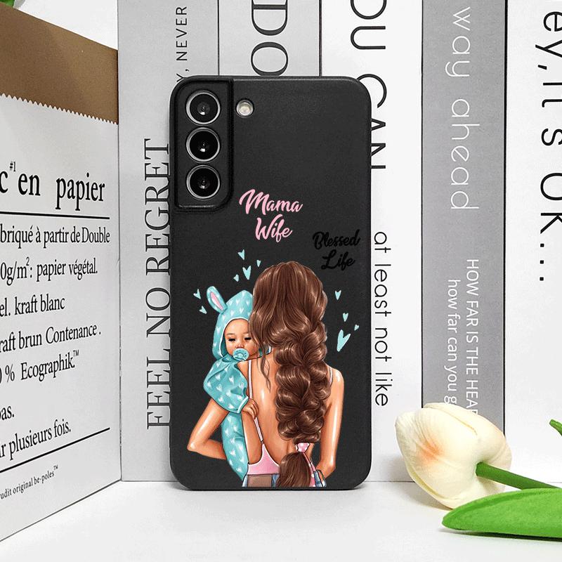 Модный Чехол для Телефона Семья Девочка Мальчик Супер Мама Малыш для Samsung S25 S24 S23 Ultra S22 Plus S21 S20FE Edge M54 M55 Мягкий Чехол-Оболочка