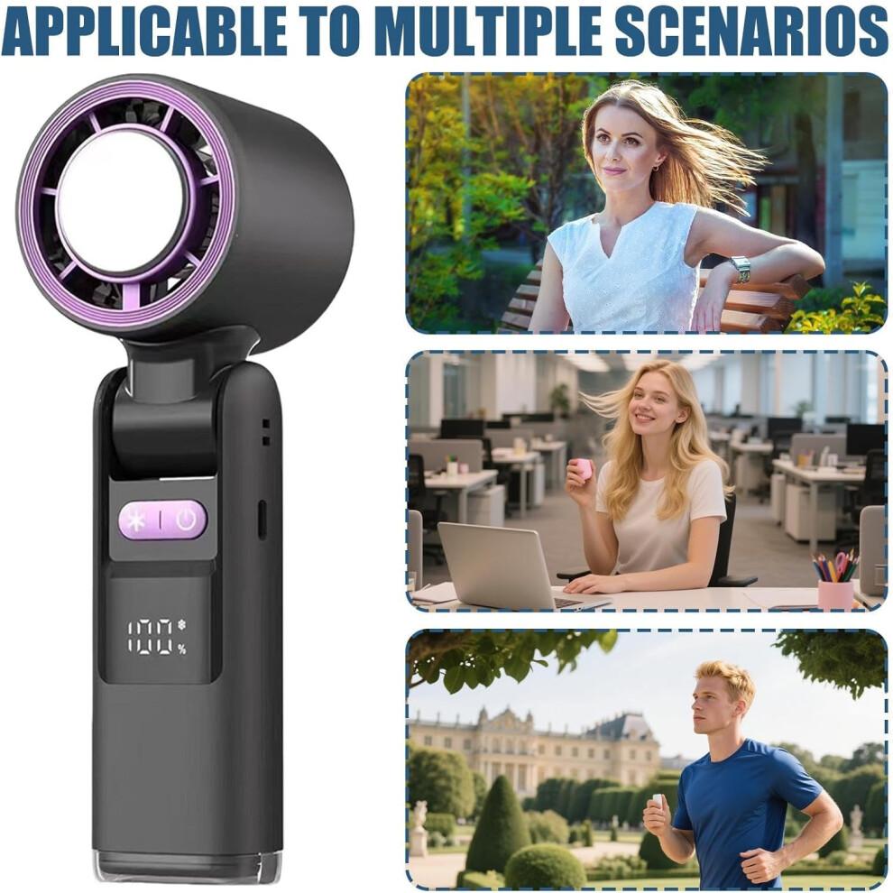 Portable Handheld Fan with LED Display, 100 Speeds, 360 Cooling, Foldable Rechargeable for Travel