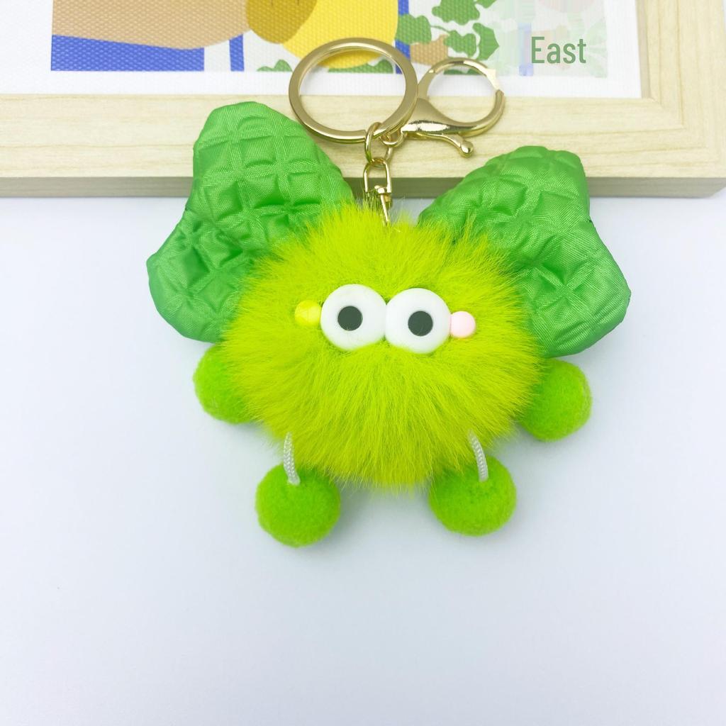 Брелок для ключей с плюшевым кроликом Рексом, бантом и кулоном в виде угольного шарика — милый подарочный аксессуар для пары