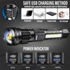 Rechargeable LED Flashlight Zoomable Torch with LED Display 7 Modes Waterproof High Power Hand Light Outdoor Wilderness Camping