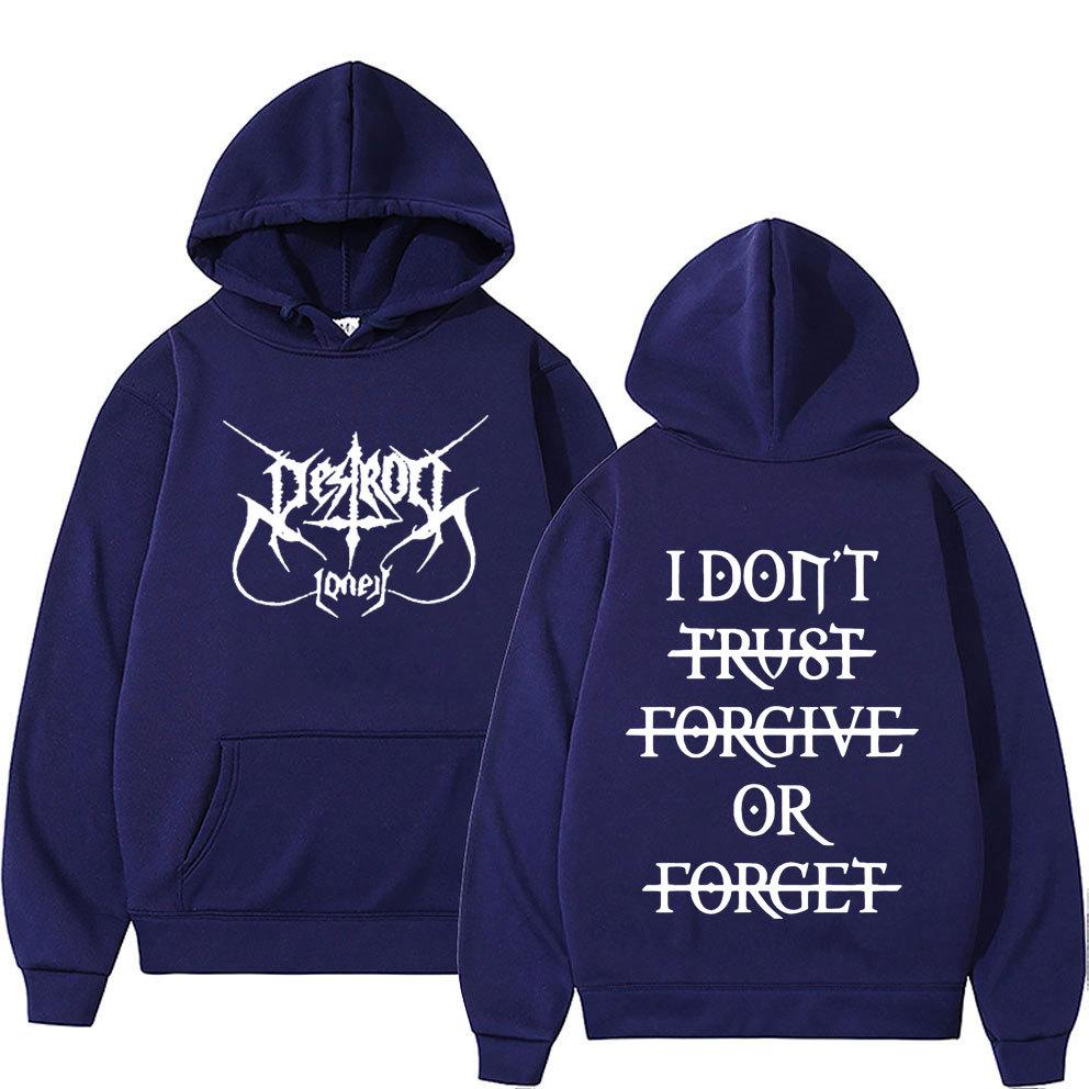 Rapper Destroy Lonely Hoodies I Dont Trust Forgive or Forget Text Letters Graphic Printing Autumn Winter Fleece Sweatshirts