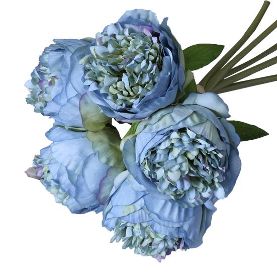 1 Bouquet 5 Heads Peony Artificial Faux Silk Fake Flowers for Home Wedding Decor