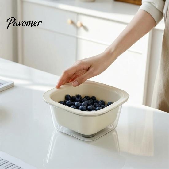 Space Saving Kitchen Organizer for Vegetables Double Layer Drain Basket, Fruit And Vegetable Washing Bowl, Transparent Bowl with Holes PET Fine