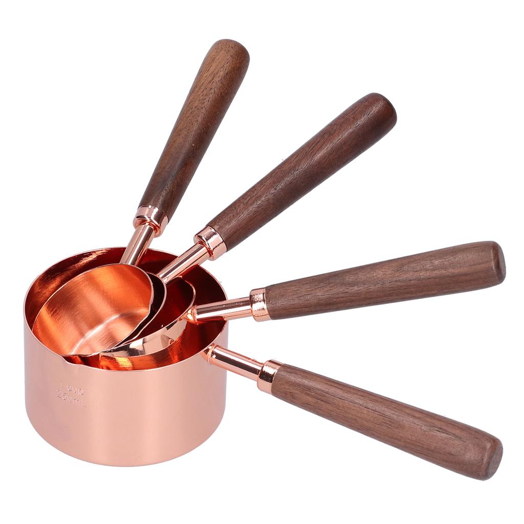 4pcs Rose Gold Measuring Cup with Scale Stainless Steel Measuring Spoon for Home Kitchen
