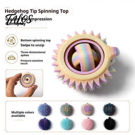Creative Hedgehog Shape Spinner Fidget Toy, 3D Printed Sensory Gyroscope, Stress And Relief Toy Anxiety Portable Fingertip Spinning for Kids
