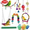 12pcs/Set Bird Parrot Swing Chewing Hanging Bell Cockatiel Cage Training Toys