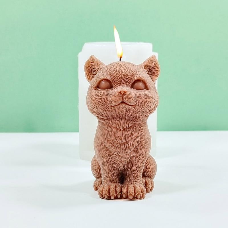 Cats Candle Molds Sitting Cats Silicone Moulds Scented Candle Casting Molds Animal Clay Moulds for Cake Decorations