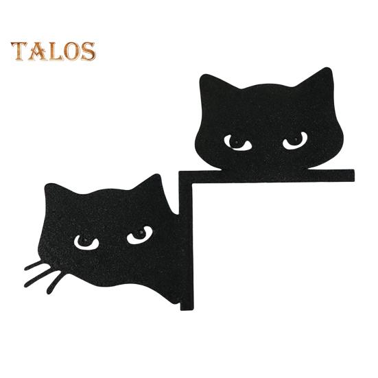 Металлическая накладка на дверь в виде кота, двусторонняя, декор на Хэллоуин, Рождество, кошечка, угловая рамка, настенный знак, винтажное жуткое украшение