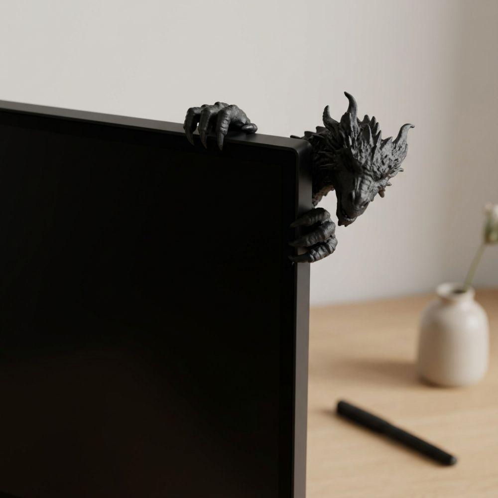 3D-печатная фигурка Дракона-клипсы для монитора Фантастическое существо Украшение для монитора Настольный декор