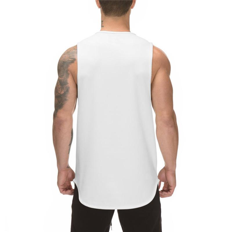 New Sports Vest Men'S Loose Summer Pure Cotton Fitness And Bodybuilding Quick Drying Sleeveless Shoulder White Base Shirt Sleeveless T-Shirt