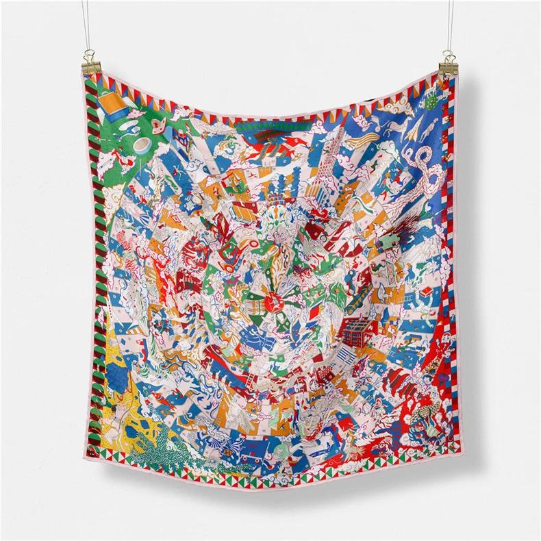 Luxury Print Silk Square Scarf Women Spring Neck Tie Shawl Wraps Female 53cm Hair Hand Wrist Headkercheif Hijab Bandana