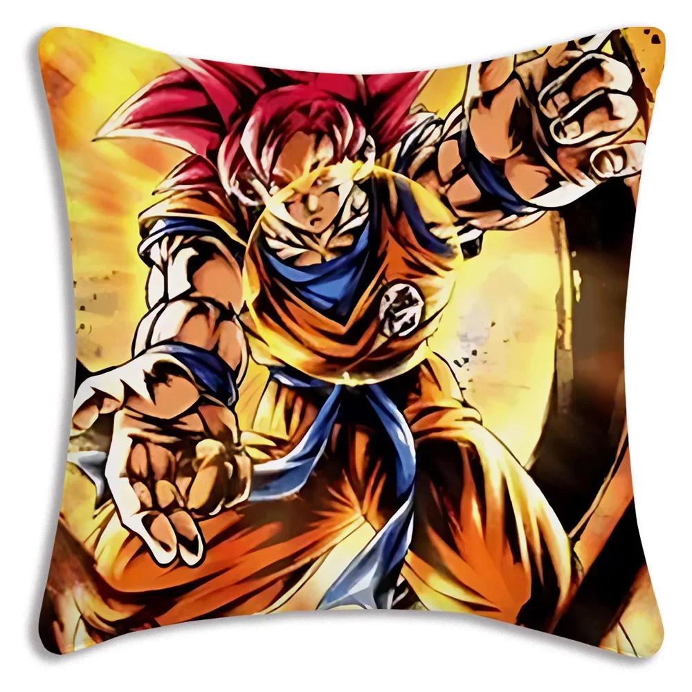 Чехлы для подушек Anime Dragon Balls Z Goku Kawaii, мультяшный диван, декоративный домашний чехол с двухсторонней печатью, короткая плюшевая милая наволочка