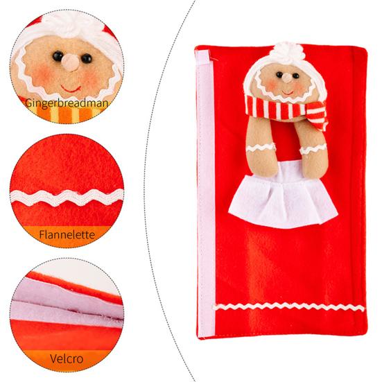 1 Pair Christmas Refrigerator Handle Covers Cookie Man Design Fabric Cloth Kitchen Appliance Handle Sleeves