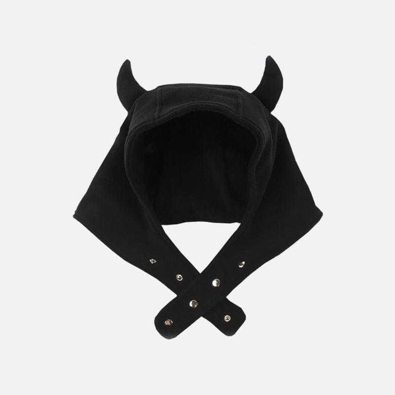 Однотонная шапка с защитой ушей, флисовая шапка, забавная шапка в форме воловьего рога, теплая пушистая зимняя флисовая шапка, подарки на день рождения для взрослых