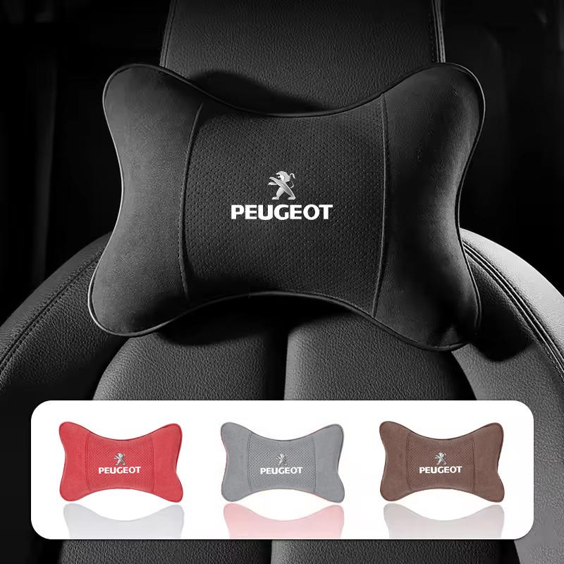 1Pcs Car Seat Headrest Auto Logo Neck Spine Protection Pillow For Peugeot 3008 308 508 607 106 406 407 307 206 301 408 5008 4008