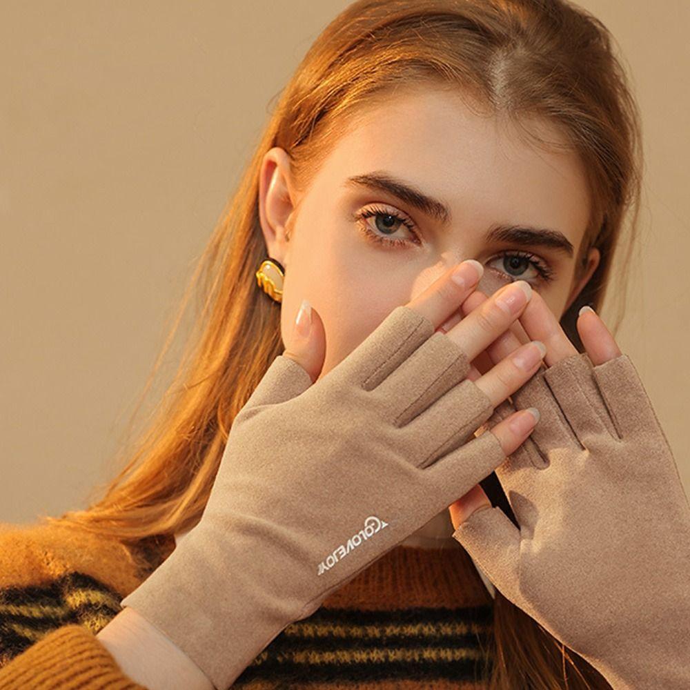 Немецкие бархатные сенсорные перчатки для верховой езды, перчатки с половиной пальцев, перчатки с полупальцами, короткие варежки, теплые перчатки