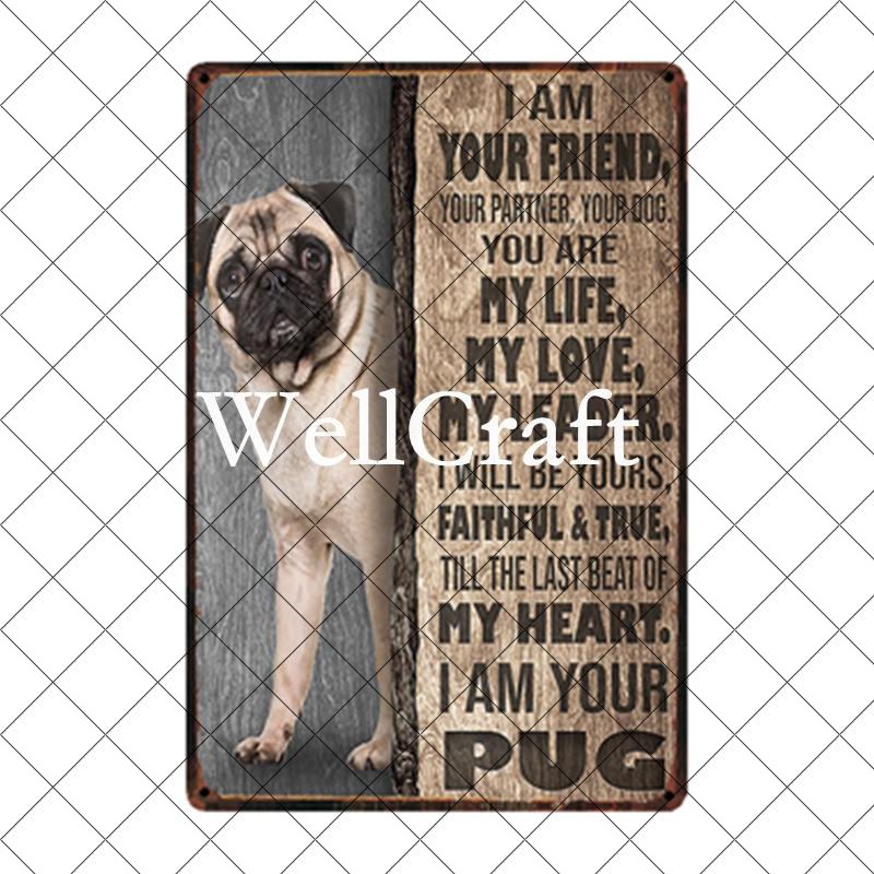 WellCraft Pet Friend Pug Boxer Dog Life Rules Tin Bath Soap Metal Signs Posters Vintage Wall Plaque Custom Pub Decor WX