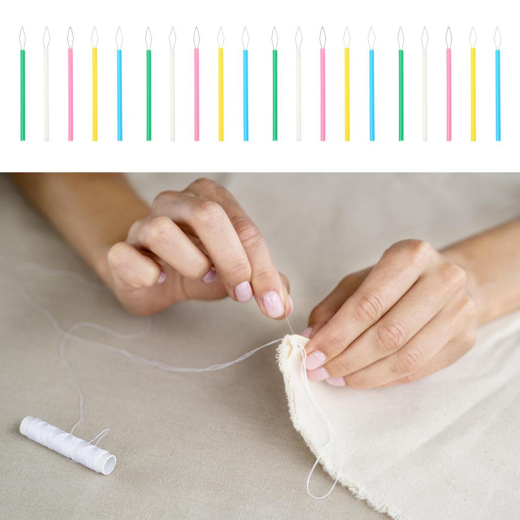 Sewing Threader ABS Cylindrical Colorful Needle Threader Easy To Inser for Knitting Crafting Sewing Accessories