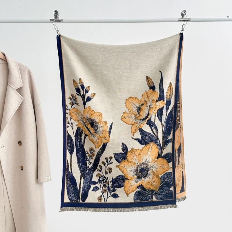 Осень и зима новая двухсторонняя цветная серия масляной живописи имитация кашемира утолщенный теплый шарф женская шаль для кондиционера