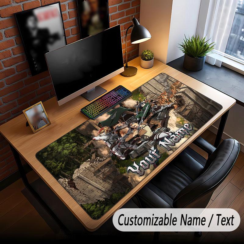 Custom Name Extended Mouse Pad,Attack on Titan Gaming Desk Mat For Home Office Desktop Decor