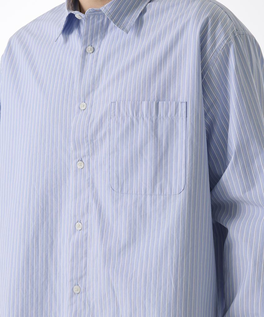 MUSINSA STANDARD Relaxed Shadow Stripe Poplin Shirt [Sky Blue/Stripe]