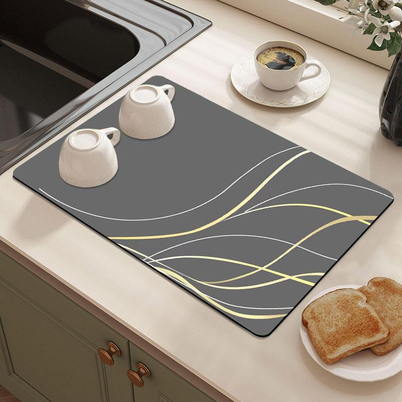 Kitchen Draining Mat Coffee Machine Super Absorbent Pad Tableware Drying Mat Countertop Placemat Home Decoration