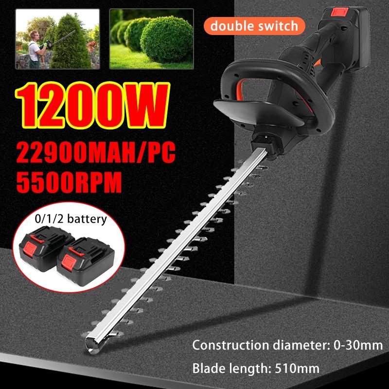 Brushless Cordless Electric Hedge Trimmer 1200w Dual Action Grass Trimmer Pruning Saw Garden Tools with 2PC 22900mah Battery