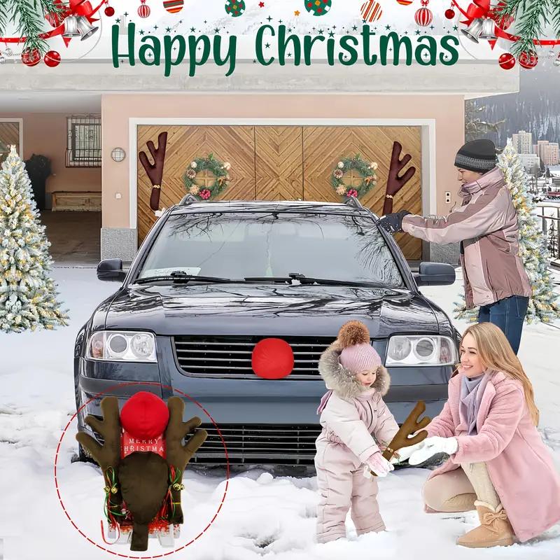 Рождественское украшение для автомобиля Оленьи рога Автомобильный набор с красным носом и хвостом для праздничного подарочного набора Автомобильные аксессуары Подвеска