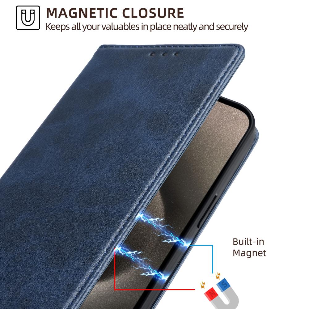 Fashion Leather Wallet Case for iPhone 16 Pro Max 16 Plus Magnetic Flip Case Protective Cover for 16 Pro Book Case Card Holder