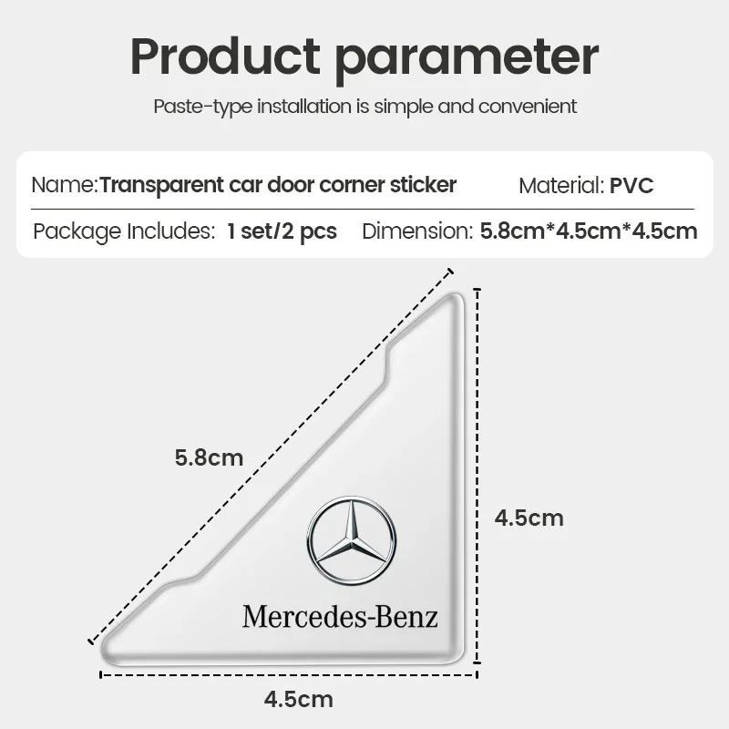 2026 Hot 2Pcs Transparent Car Door Corner Protection Sticker Cover Decal For Mercedes Benz AMG C180 C200 C260 C300 W108 W124 W12