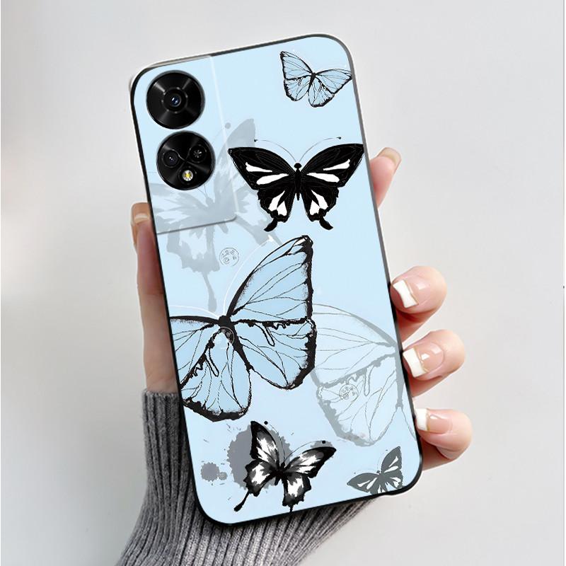 Printing Pattern Case For TCL 50 5G/TCL 50 XE Nxtpaper 5G/TCL 50XE 5G Soft Silicone Black Shell Cover Cute Flower Cartoon Casing
